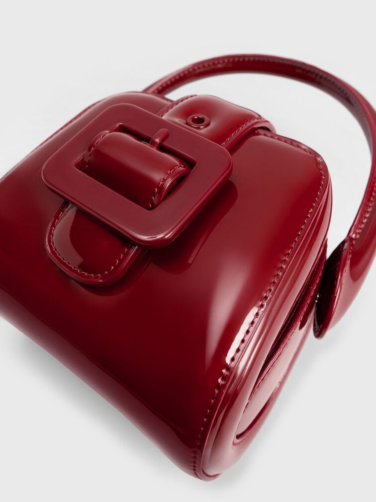 Túi xách phom vuông Lula Patent, Đỏ, hi-res
