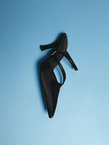 Gi&agrave;y mules cao g&oacute;t Arden Satin, Đen họa tiết, hi-res