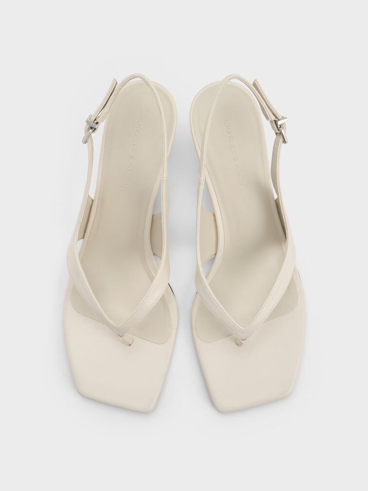 Giày sandals cao gót mũi vuông, Phấn, hi-res