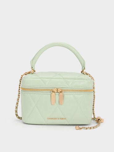 Arwen Quilted Top Handle Vanity Bag, Mint Green, hi-res