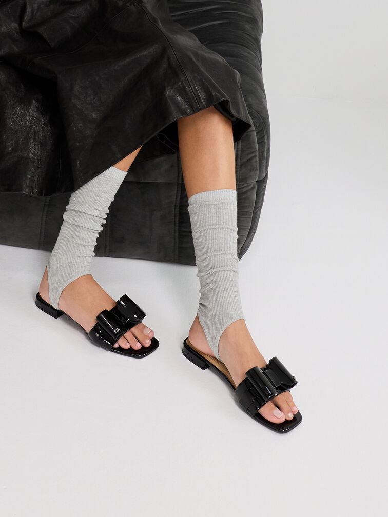 Giày sandals Lu Patent Leather, Đen bóng, hi-res