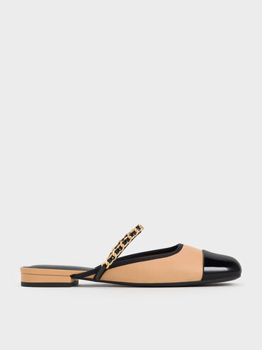 Gi&agrave;y mules mũi vu&ocirc;ng Patent, Be, hi-res