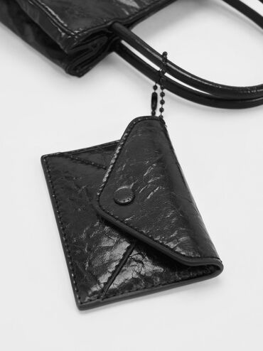 Túi tote phom chữ nhật Matina Crinkle-Effect Elongated, Jet Black, hi-res