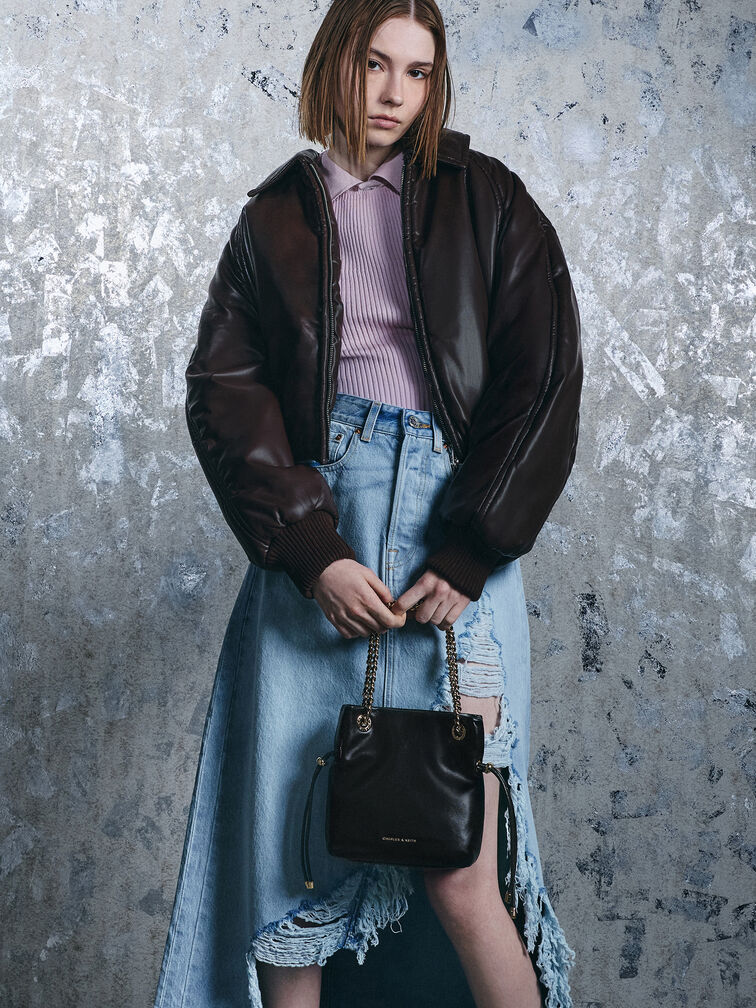 T&uacute;i đeo ch&eacute;o Arya Braided-Strap Double-Handle, Đen, hi-res