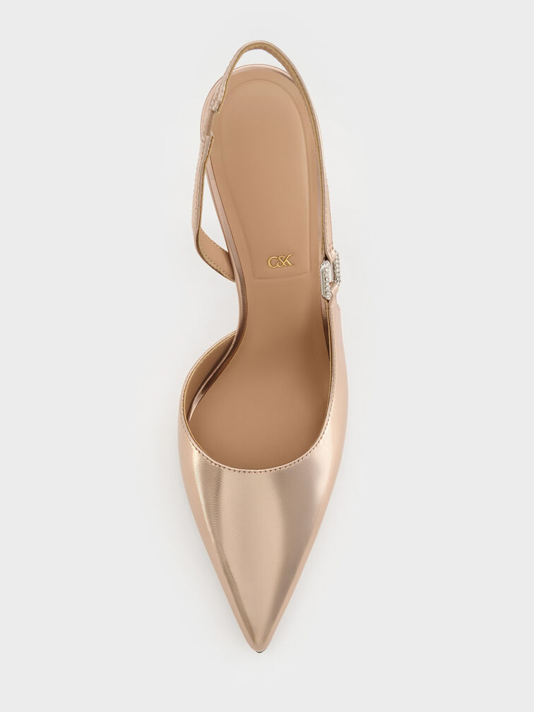 Gi&agrave;y sandals cao g&oacute;t Metallic Leather, Đồng, hi-res