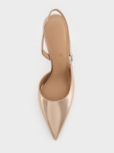 Gi&agrave;y sandals cao g&oacute;t Metallic Leather, Đồng, hi-res