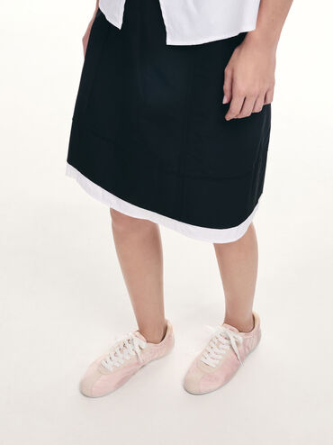 Satin Contrast-Panel Low-Top Sneakers, Pink, hi-res