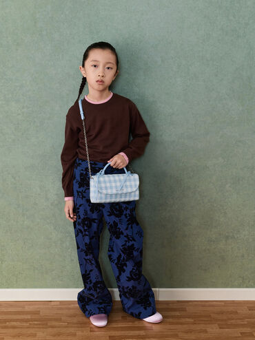 V&iacute; cầm tay phom chữ nhật Hazel Gingham, Gingham Blue, hi-res