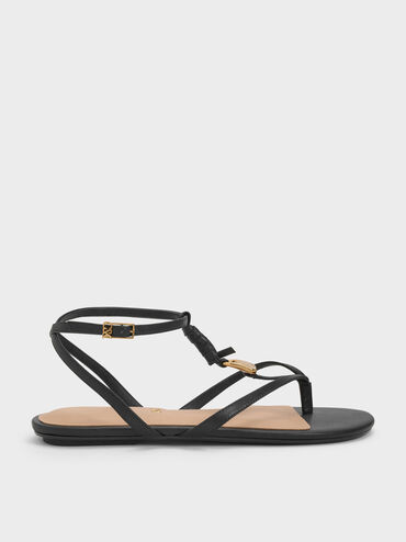 Gi&agrave;y sandals đế bệt Adema, Đen, hi-res