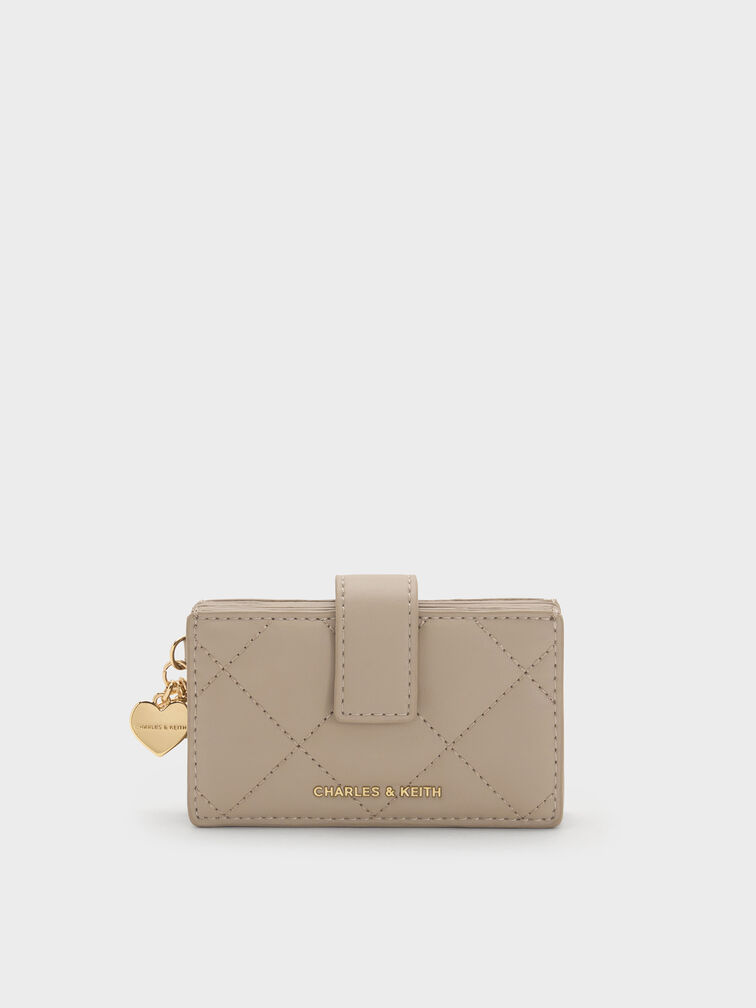 Arrietty Quilted Belted Card Holder, Taupe, hi-res