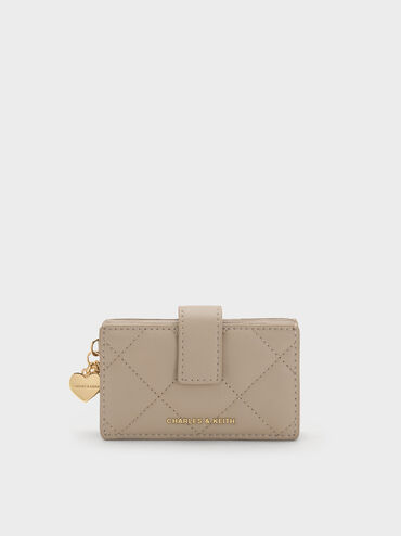 Arrietty Quilted Belted Card Holder, Taupe, hi-res