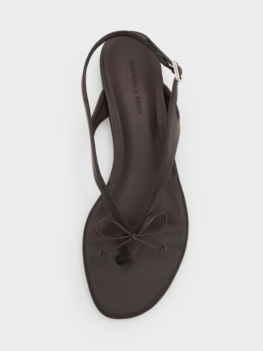 Gi&agrave;y sandals đế thấp đ&iacute;nh nơ, N&acirc;u đậm, hi-res