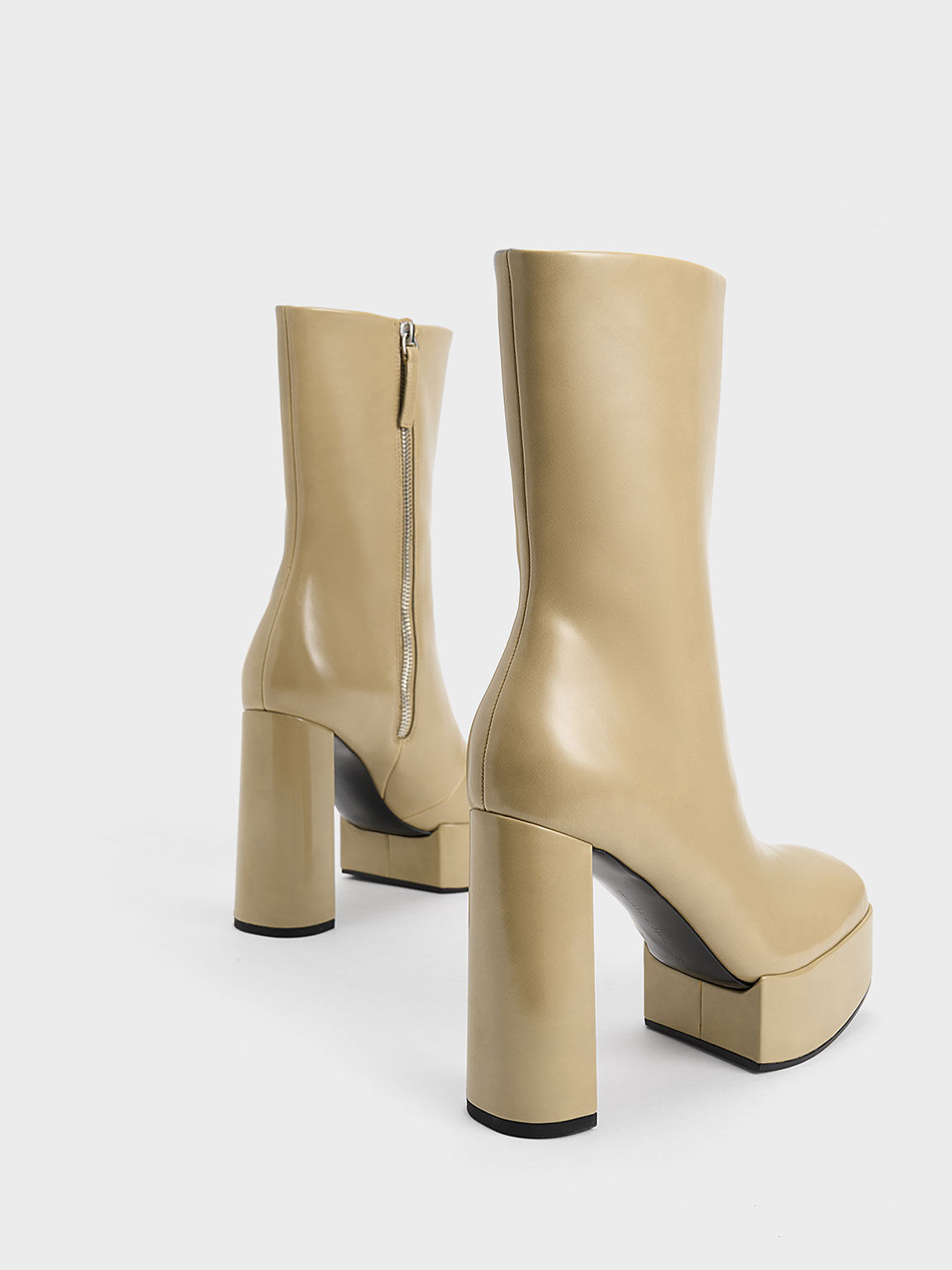 Giày boots mũi vuông Corinth Blade Heel, Nâu xám, hi-res