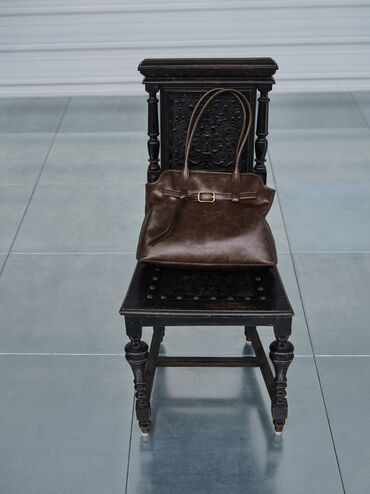 Túi tote phom chữ nhật Victoria, Nâu cafe, hi-res