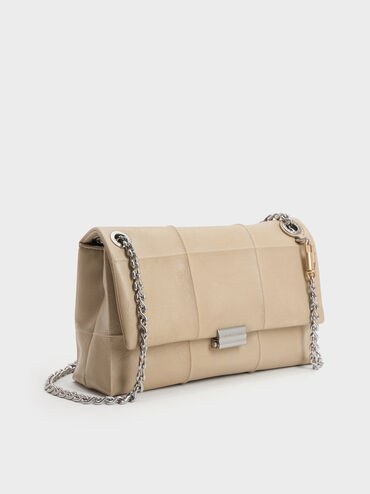 T&uacute;i đeo vai nắp gập Delfina, Sand Beige, hi-res