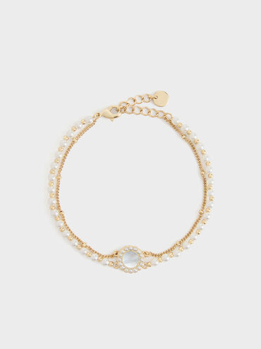 V&ograve;ng đeo tay Pearl & Gemstone, Trắng, hi-res