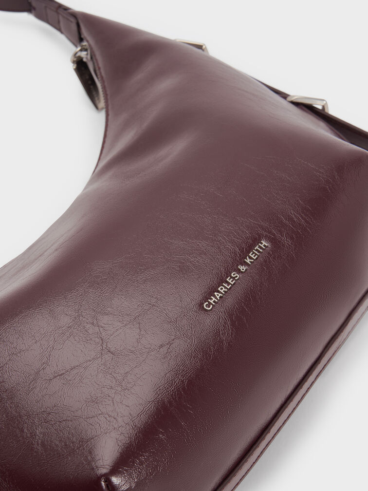 Bryna Curved Hobo Bag, Wineberry Red, hi-res