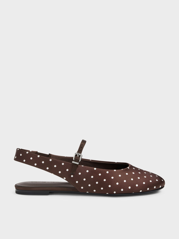 Gi&agrave;y sandals đế bệt Imani Polka-Dot, Dark Brown Textured, hi-res