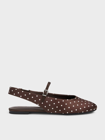Gi&agrave;y sandals đế bệt Imani Polka-Dot, Dark Brown Textured, hi-res