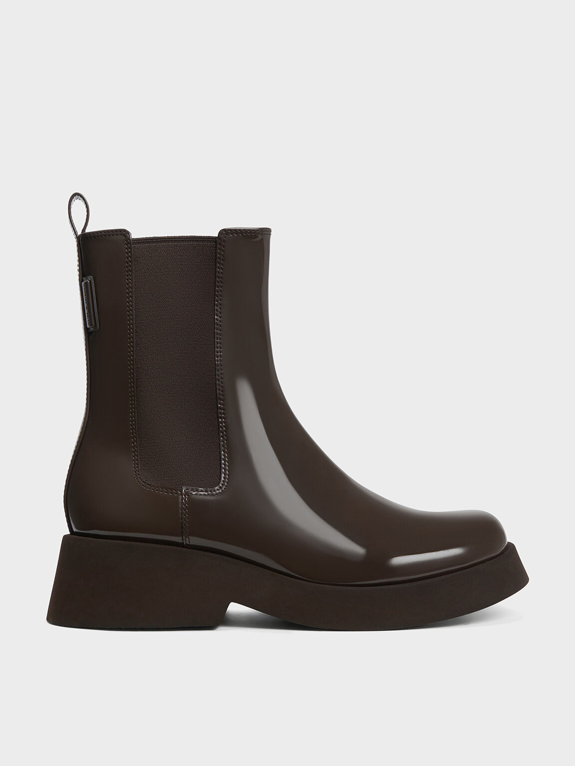 Brown Giselle Patent Chelsea Boots - Charles & Keith Vn