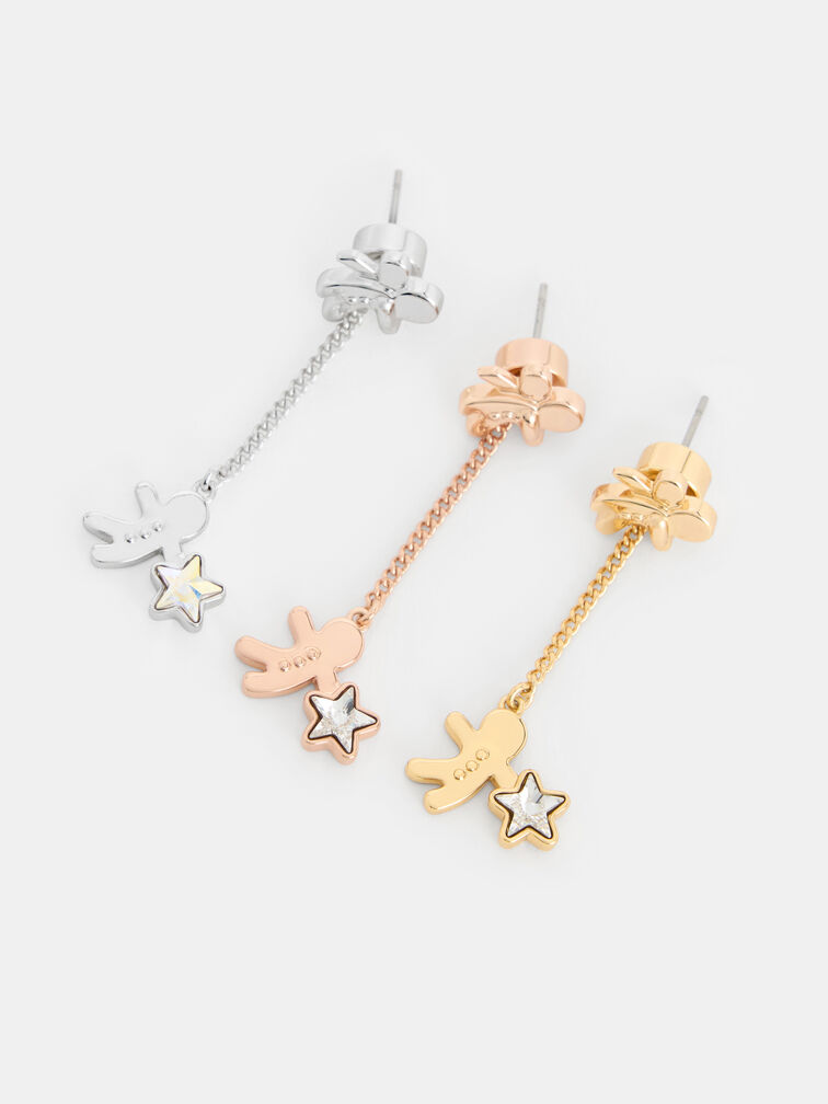 Athalia Gingerbread-Fairy Crystal-Star Drop Earrings, Rose Gold, hi-res
