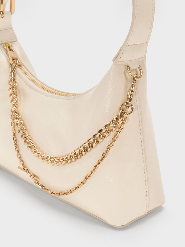 Atwood Chain-Embellished Shoulder Bag, Cream, hi-res