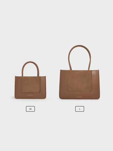 T&uacute;i tote phom chữ nhật Mini Daylla, N&acirc;u mocha, hi-res