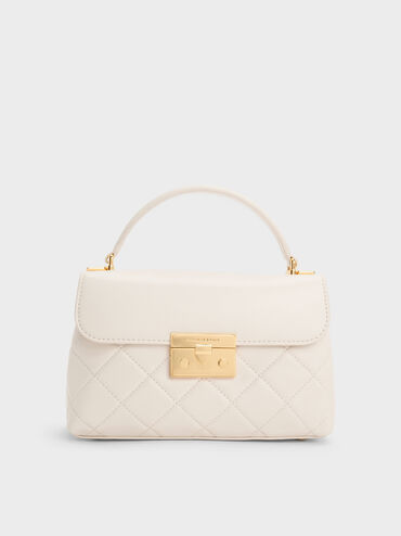 T&uacute;i x&aacute;ch phom chữ nhật Alva Quilted, Kem, hi-res