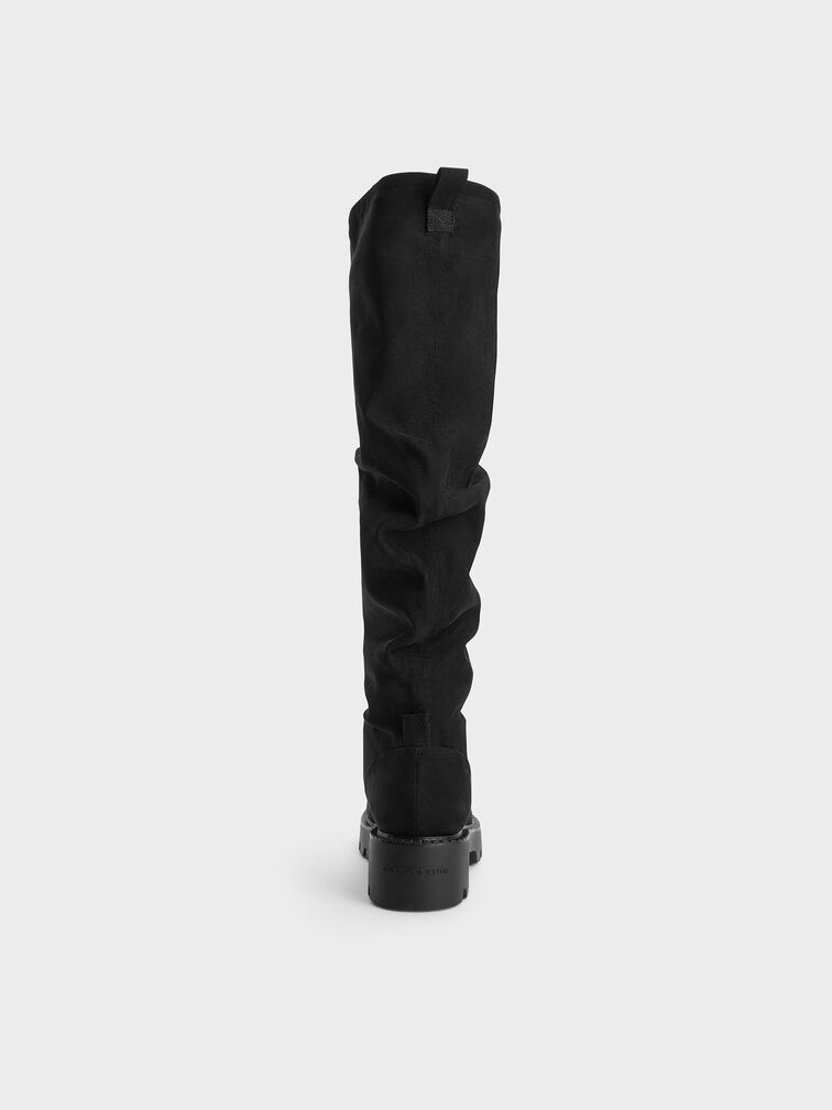Gi&agrave;y boots cổ cao Camilla, Đen họa tiết, hi-res