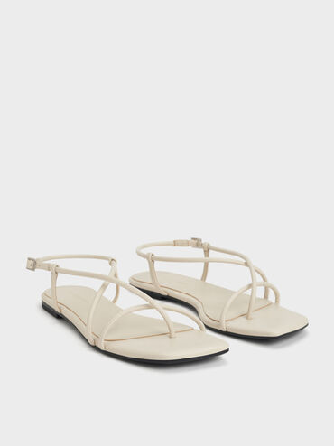 Giày sandals đế bệt Strappy Crossover, Phấn, hi-res