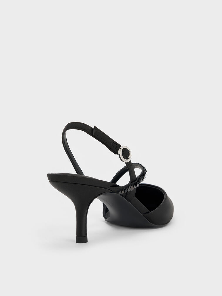 Gi&agrave;y sandals cao g&oacute;t Briella Sequinned, Đen họa tiết, hi-res