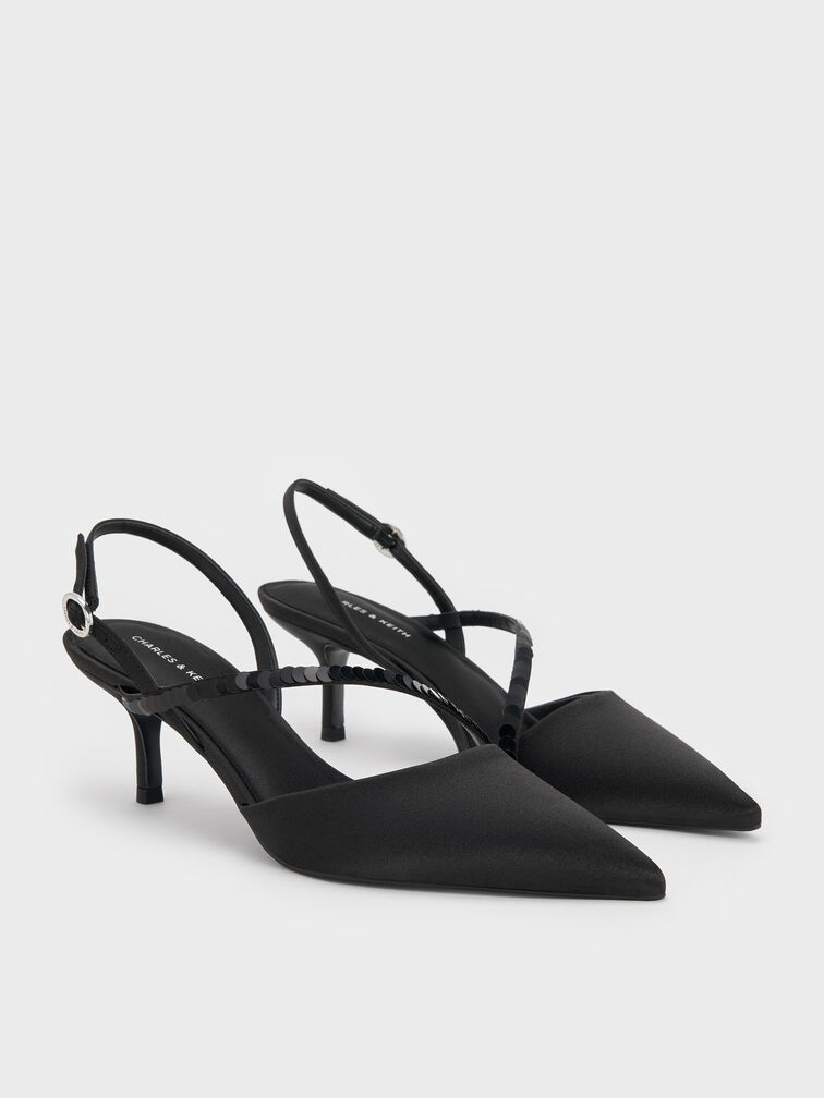 Gi&agrave;y sandals cao g&oacute;t Briella Sequinned, Đen họa tiết, hi-res