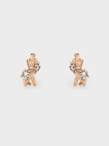 Roux Crystal Hoop Earrings, Rose Gold, hi-res