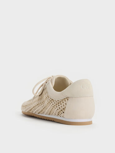 Jace Crochet & Suede Flower Sneakers, Chalk, hi-res