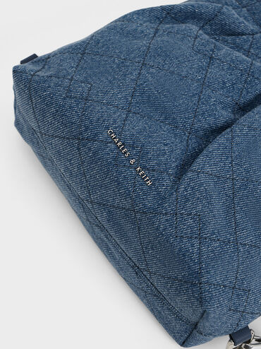 Balo phom chữ nhật Duo Denim Chain-Handle Two-Way, Xanh denim, hi-res