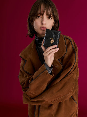 Ví ngắn hình vuông Arrietty Quilted, Đen, hi-res