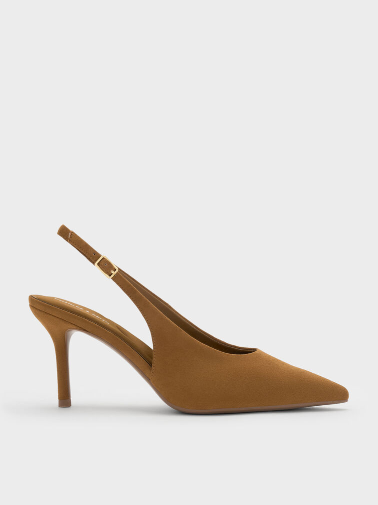 Emelia Faux Suede Slingback Pumps, Camel, hi-res