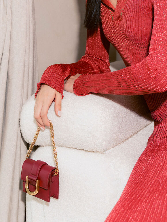Túi xách tay nữ mini phom vuông Micro Gabine, Đỏ, hi-res