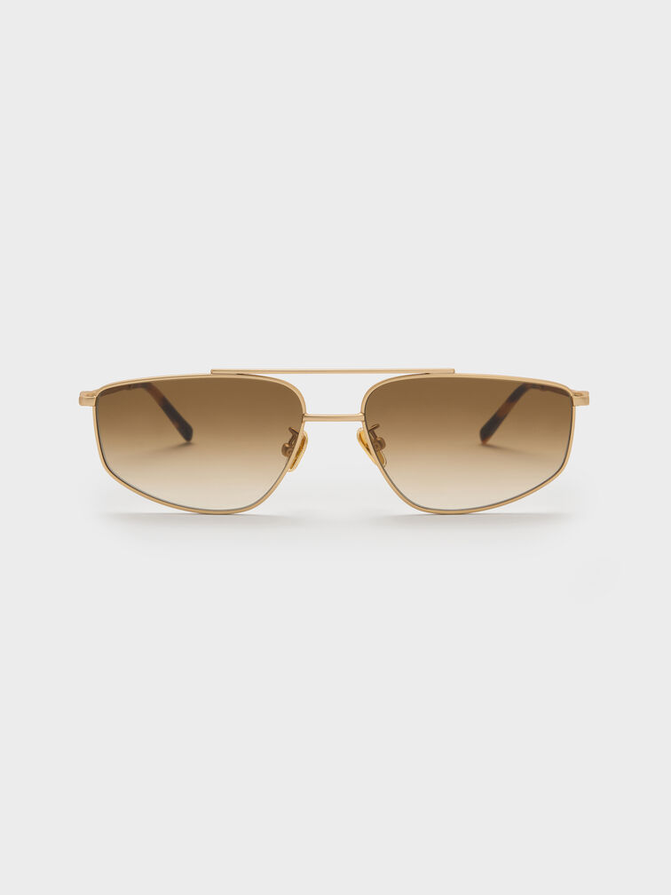 Elowyn Metal-Rim Aviator Sunglasses, Brush Gold, hi-res