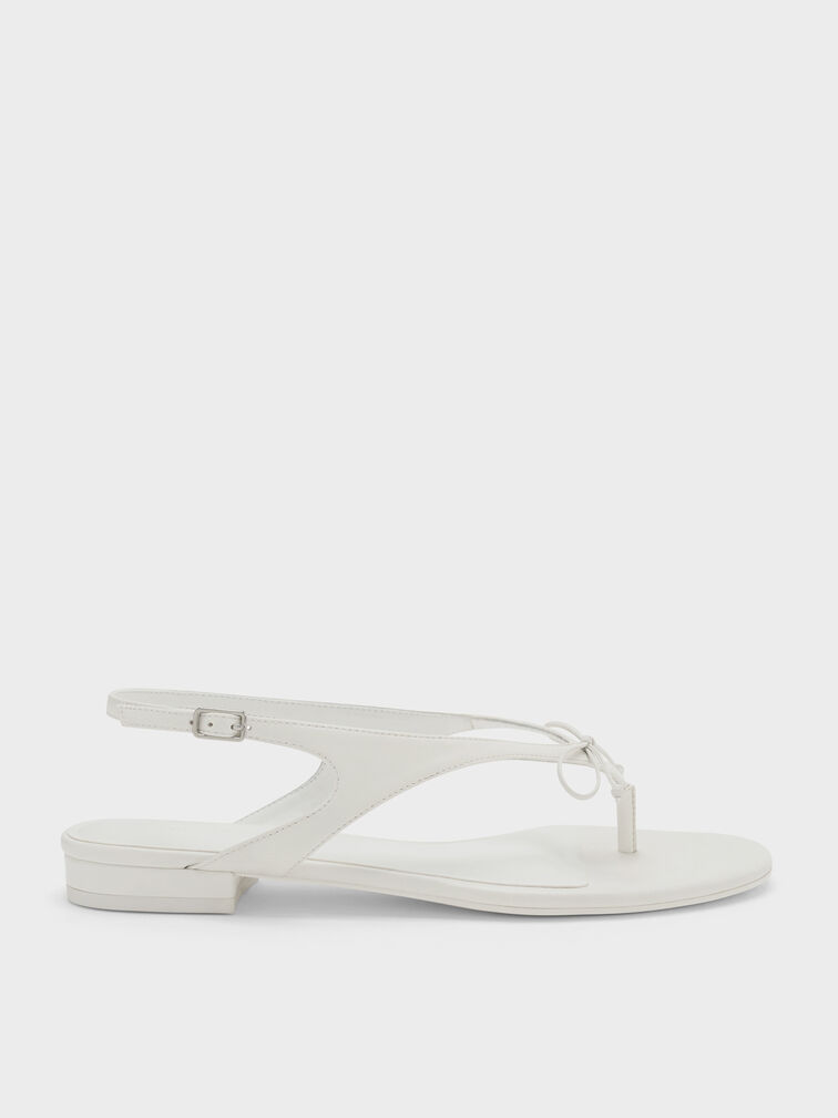 Gi&agrave;y sandals đế thấp đ&iacute;nh nơ, Trắng, hi-res