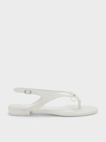 Gi&agrave;y sandals đế thấp đ&iacute;nh nơ, Trắng, hi-res