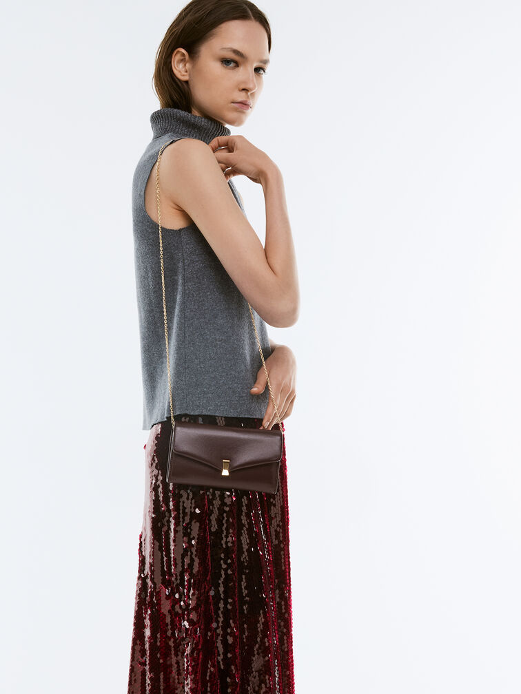 Lilibet Chain-Strap Long Wallet, Plum, hi-res