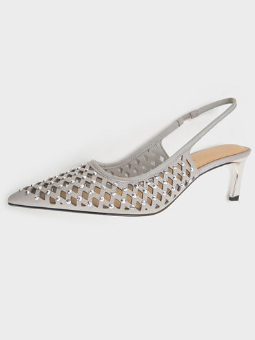 Gi&agrave;y sandals cao g&oacute;t Studded Cut-Out, X&aacute;m nhạt, hi-res