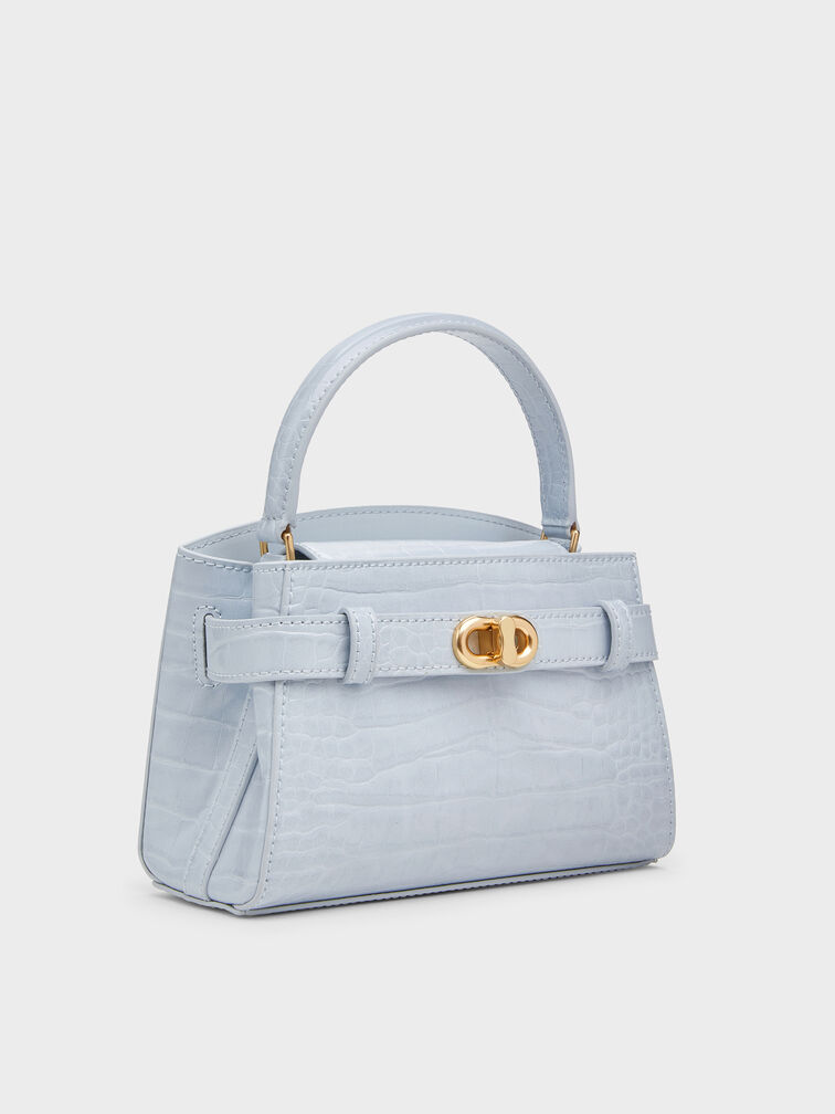 Aubrielle Croc-Effect Top Handle Bag, Sea Salt Blue, hi-res
