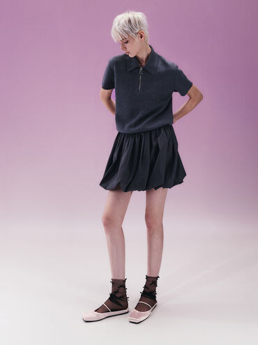 Satin Bow Square-Toe Mules, Blush, hi-res