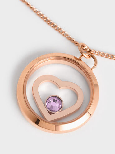 Malorie Crystal Heart Necklace, Rose Gold, hi-res
