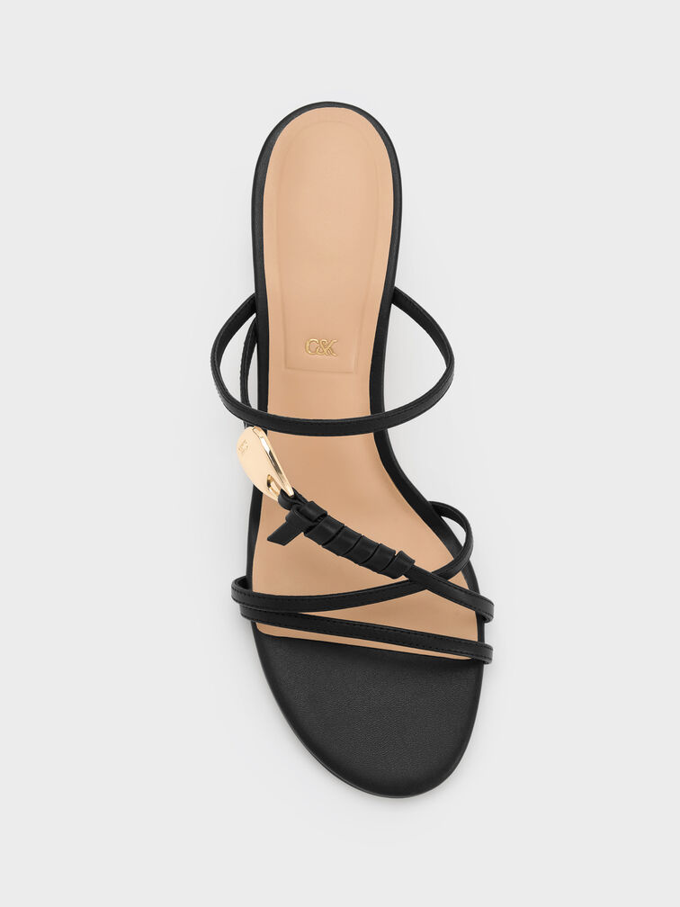 Adema Leather Strappy Heeled Mules, Black, hi-res