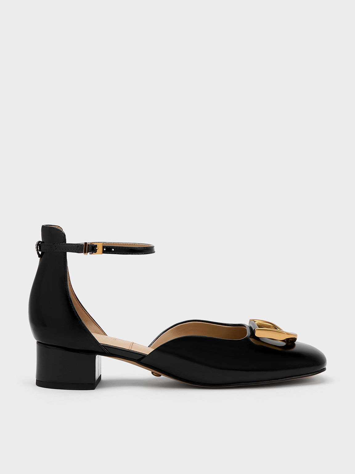 Giày cao gót mũi vuông Gabine Patent Leather D'Orsay, Đen, hi-res