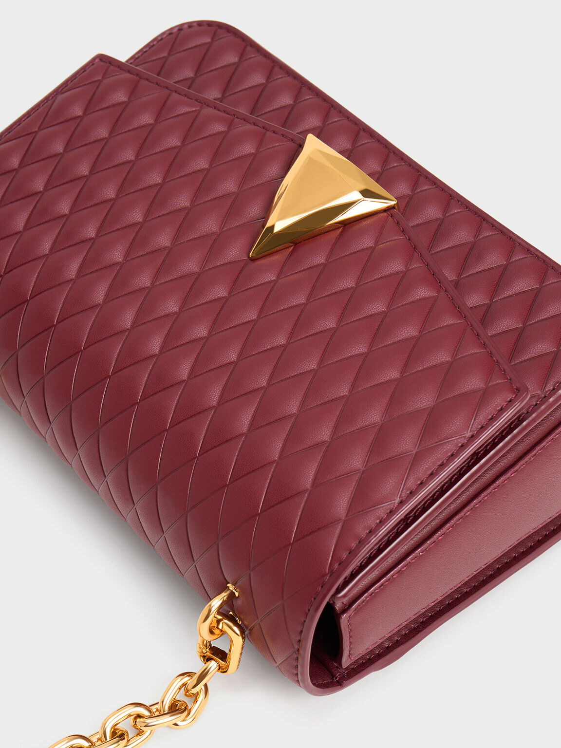 Quinlynn Metallic Accent Quilted Bag, Burgundy, hi-res