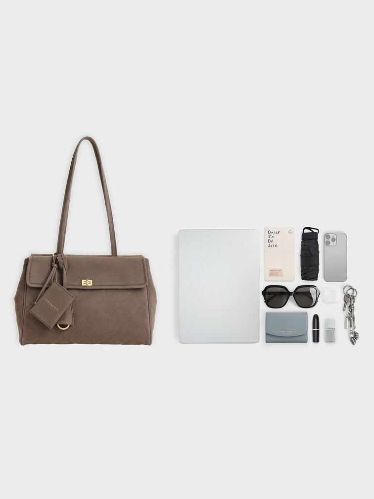 T&uacute;i tote chần b&ocirc;ng XL Apfra, Stone Grey, hi-res